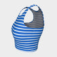 Striped Athletic Crop Top - White on Blue - SummerTies