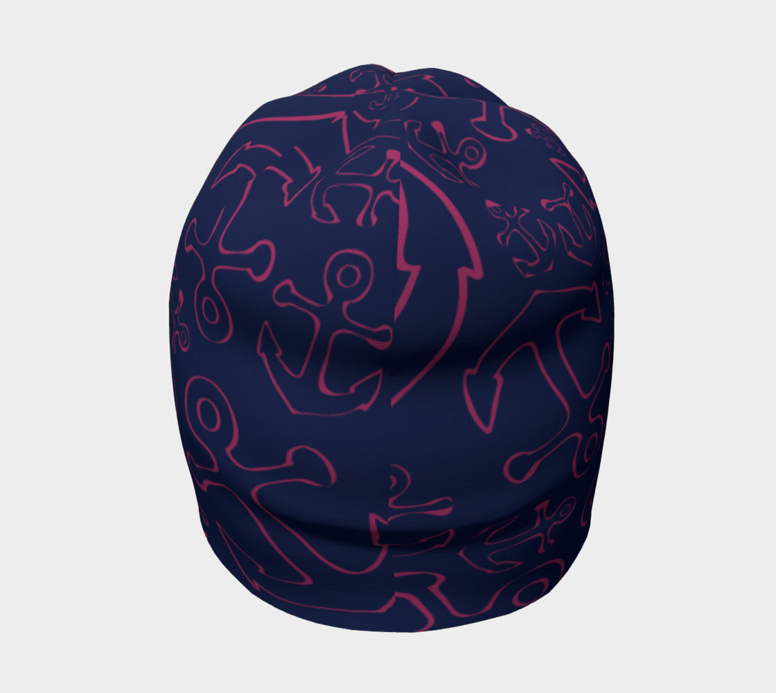 Anchor Dream Pink on Navy Winter Beanie - SummerTies