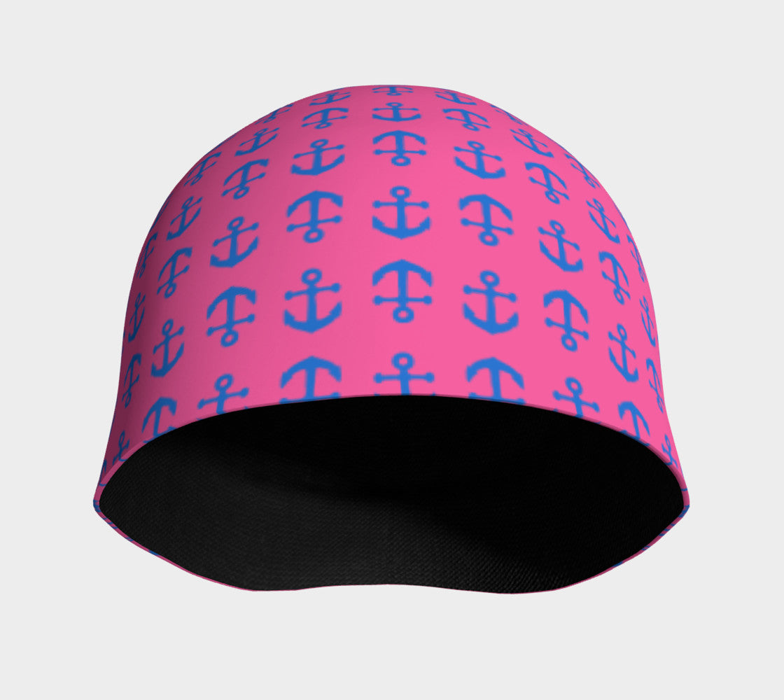 Anchor Toss Winter Beanie - Blue on Pink - SummerTies