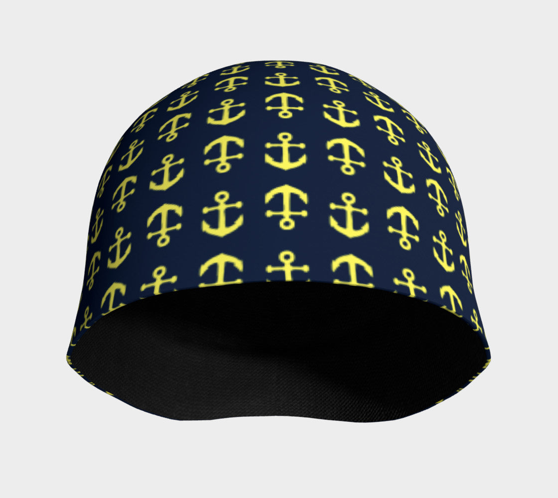 Anchor Toss Winter Beanie - Yellow on Navy - SummerTies