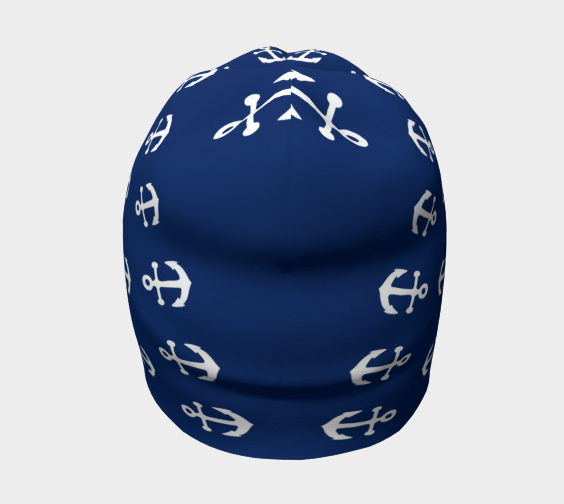 Anchor Pinwheel White on Navy Winter Beanie - SummerTies