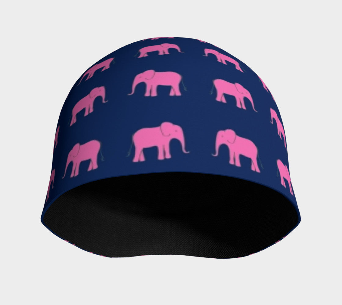 Elephant Pink on Navy Winter Beanie - SummerTies