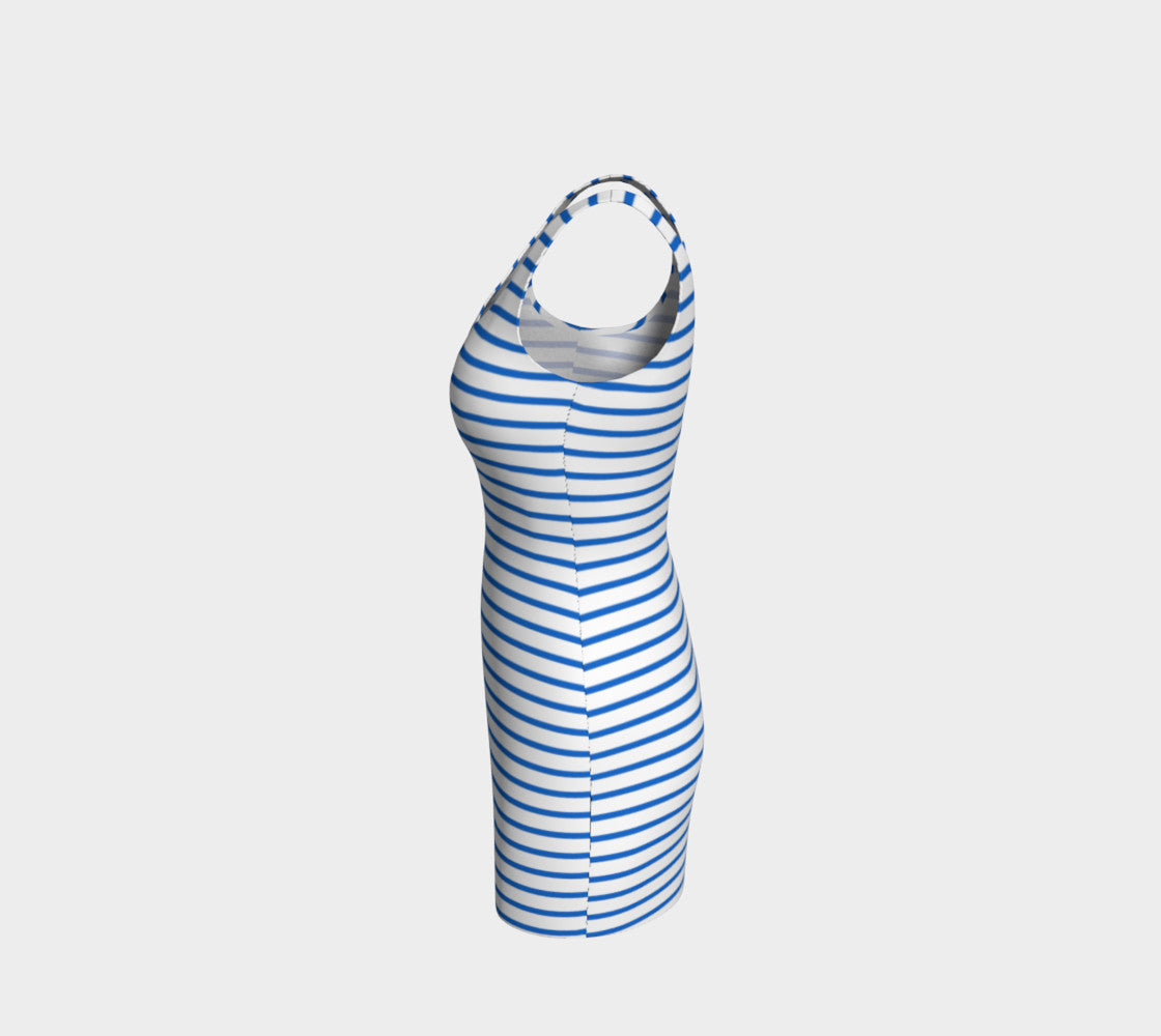 Striped Bodycon Dress - Blue on White - SummerTies