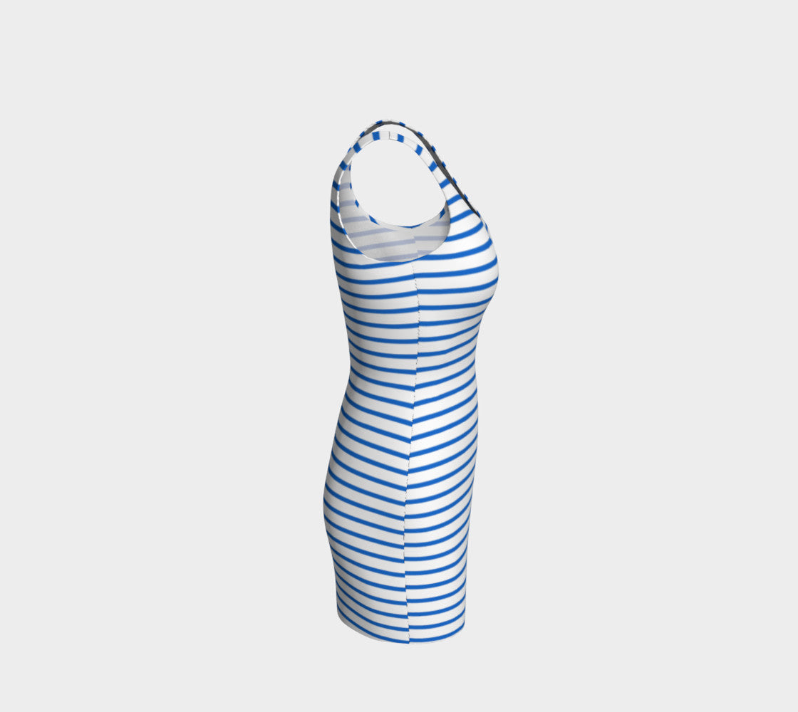 Striped Bodycon Dress - Blue on White - SummerTies