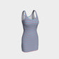 Striped Bodycon Dress - Darker Coral on Light Blue - SummerTies