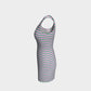 Striped Bodycon Dress - Green on Light Pink - SummerTies