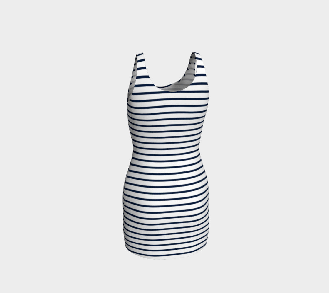 Striped Bodycon Dress - Navy on White - SummerTies