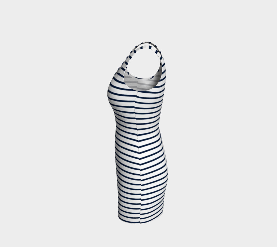Striped Bodycon Dress - Navy on White - SummerTies