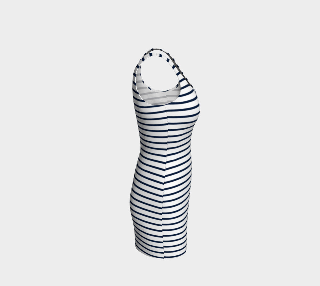 Striped Bodycon Dress - Navy on White - SummerTies