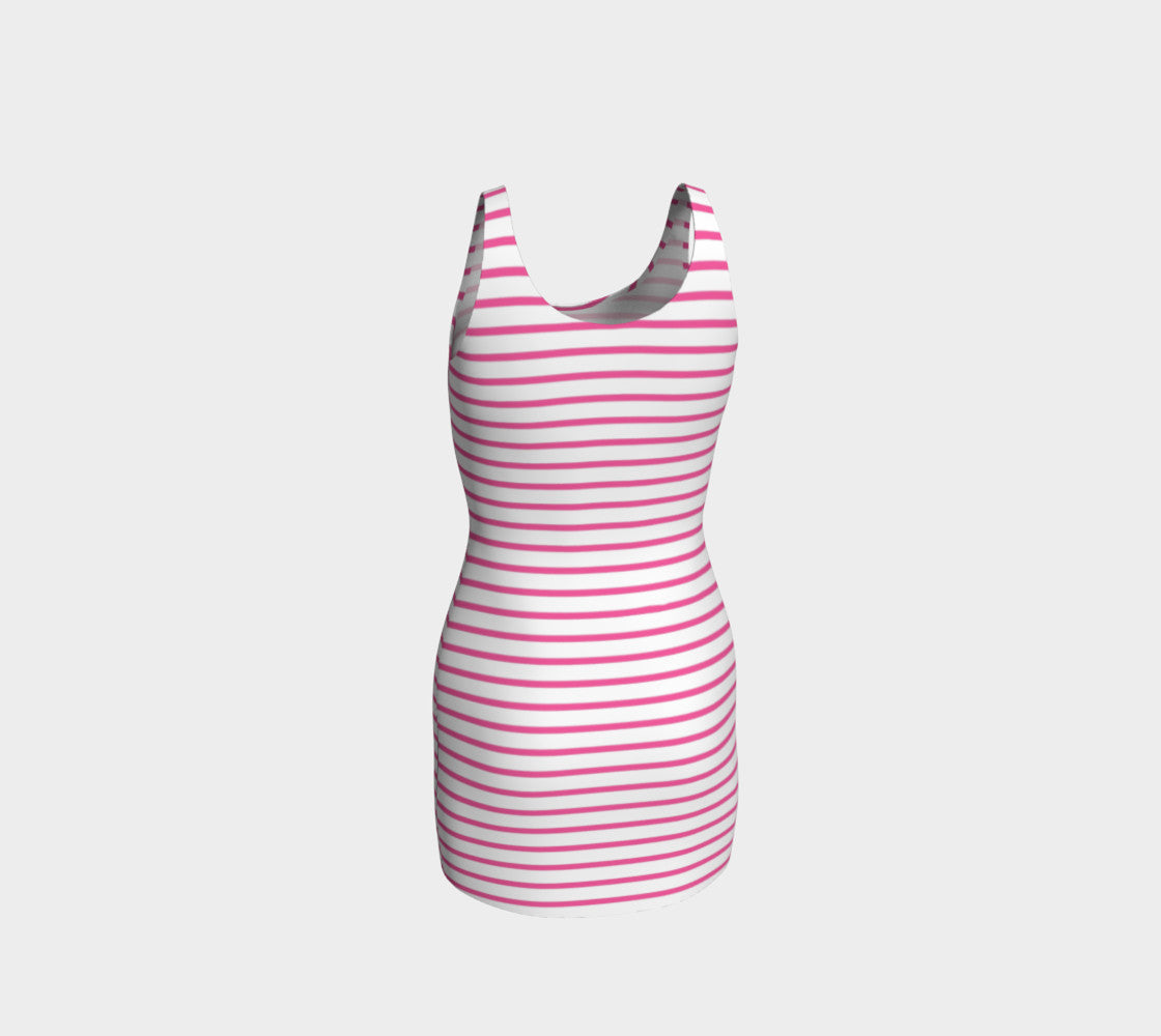 Striped Bodycon Dress - Pink on White - SummerTies