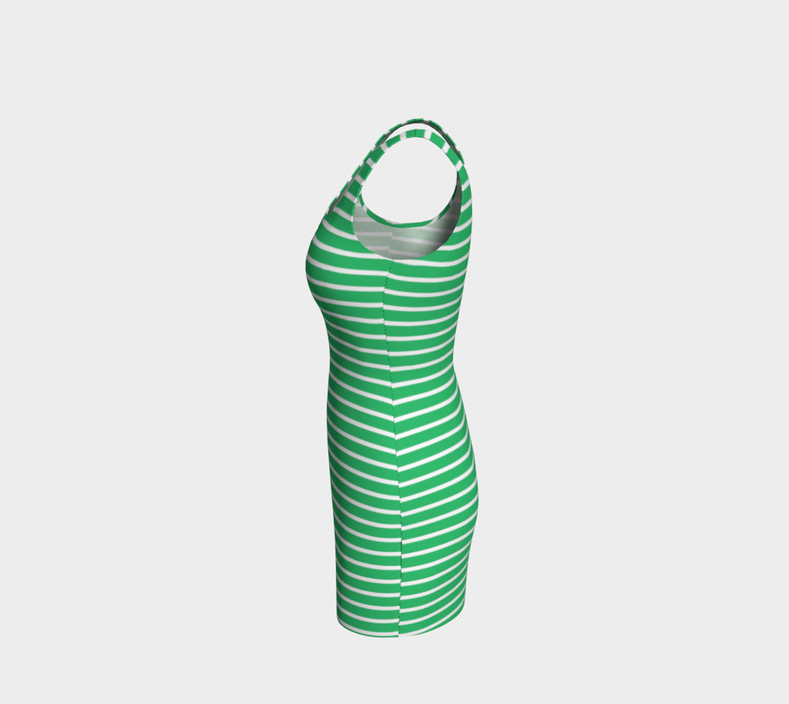 Striped Bodycon Dress - White on Green - SummerTies