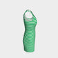 Striped Bodycon Dress - White on Green - SummerTies
