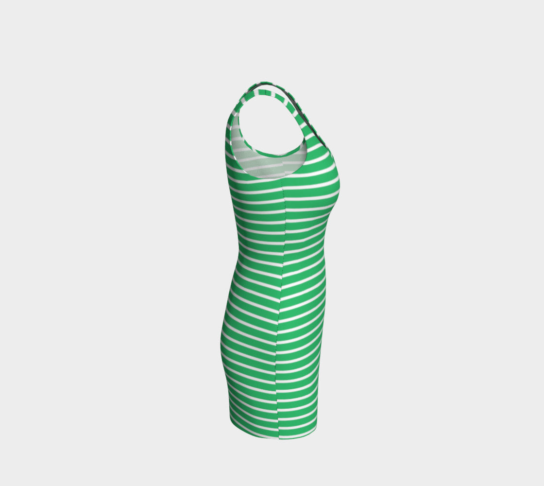 Striped Bodycon Dress - White on Green - SummerTies