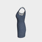 Striped Bodycon Dress - White on Navy - SummerTies