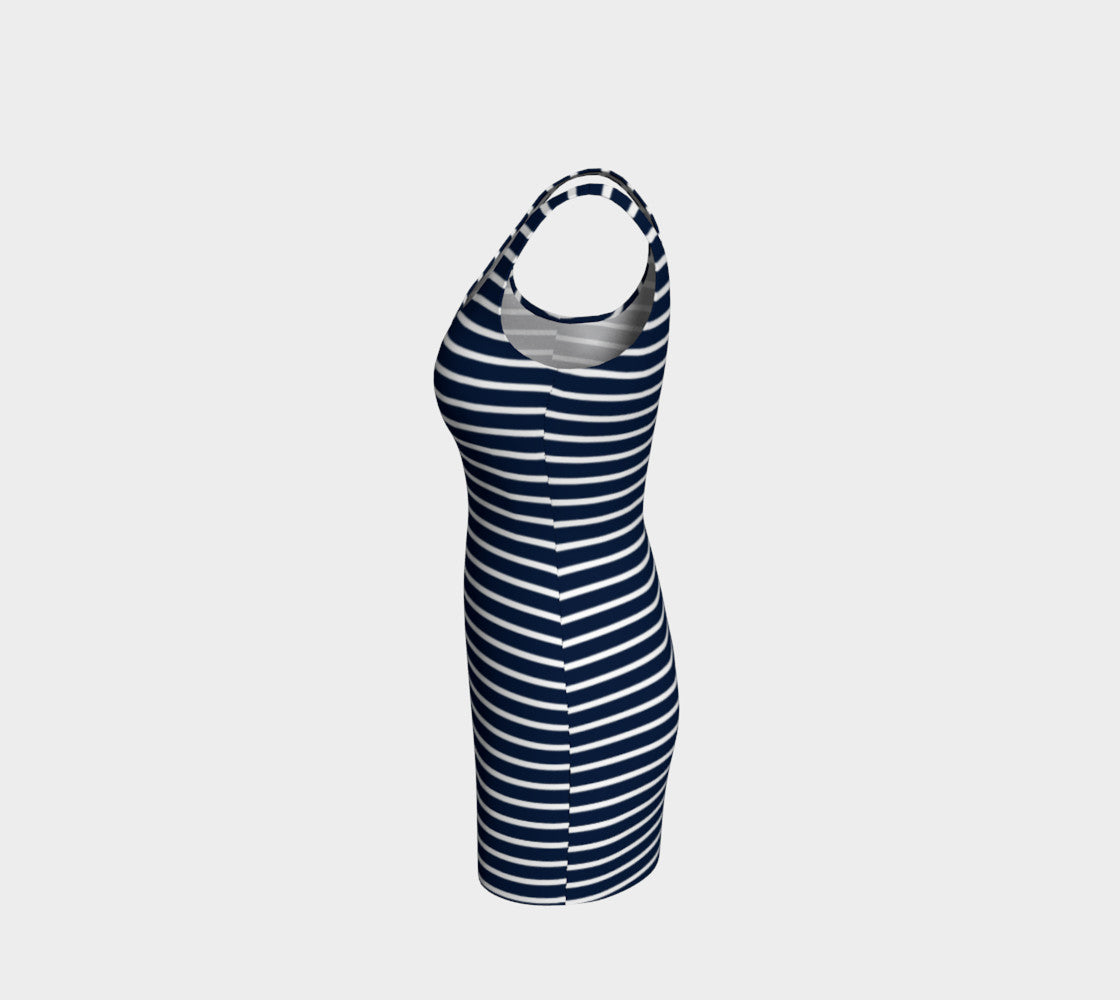 Striped Bodycon Dress - White on Navy - SummerTies