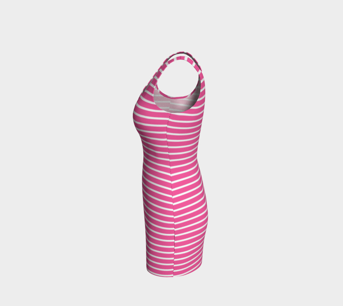 Striped Bodycon Dress - White on Pink - SummerTies
