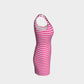 Striped Bodycon Dress - White on Pink - SummerTies
