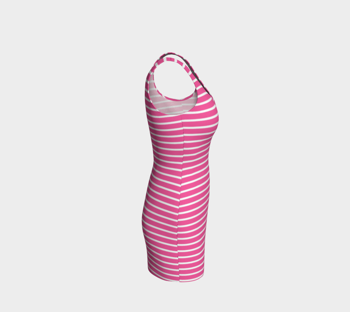 Striped Bodycon Dress - White on Pink - SummerTies