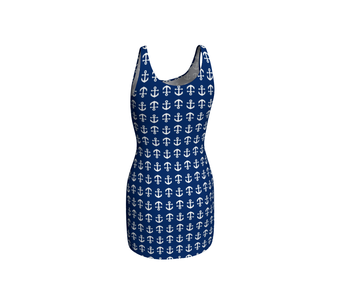 Anchor Toss Bodycon Dress - Navy - SummerTies