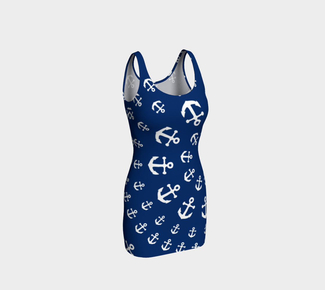 Anchor Pinwheel Bodycon Dress - Navy - SummerTies