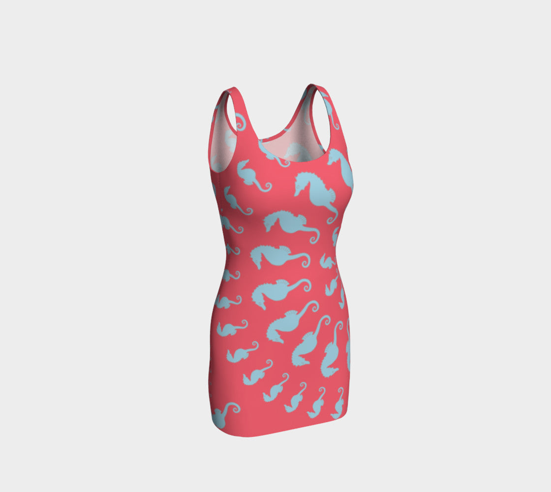 Seahorse Bodycon Dress - Coral Pink - SummerTies