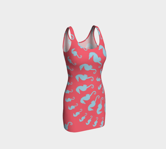 Seahorse Bodycon Dress - Coral Pink - SummerTies
