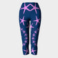 Starfish Adult Capris - Pink on Navy - SummerTies