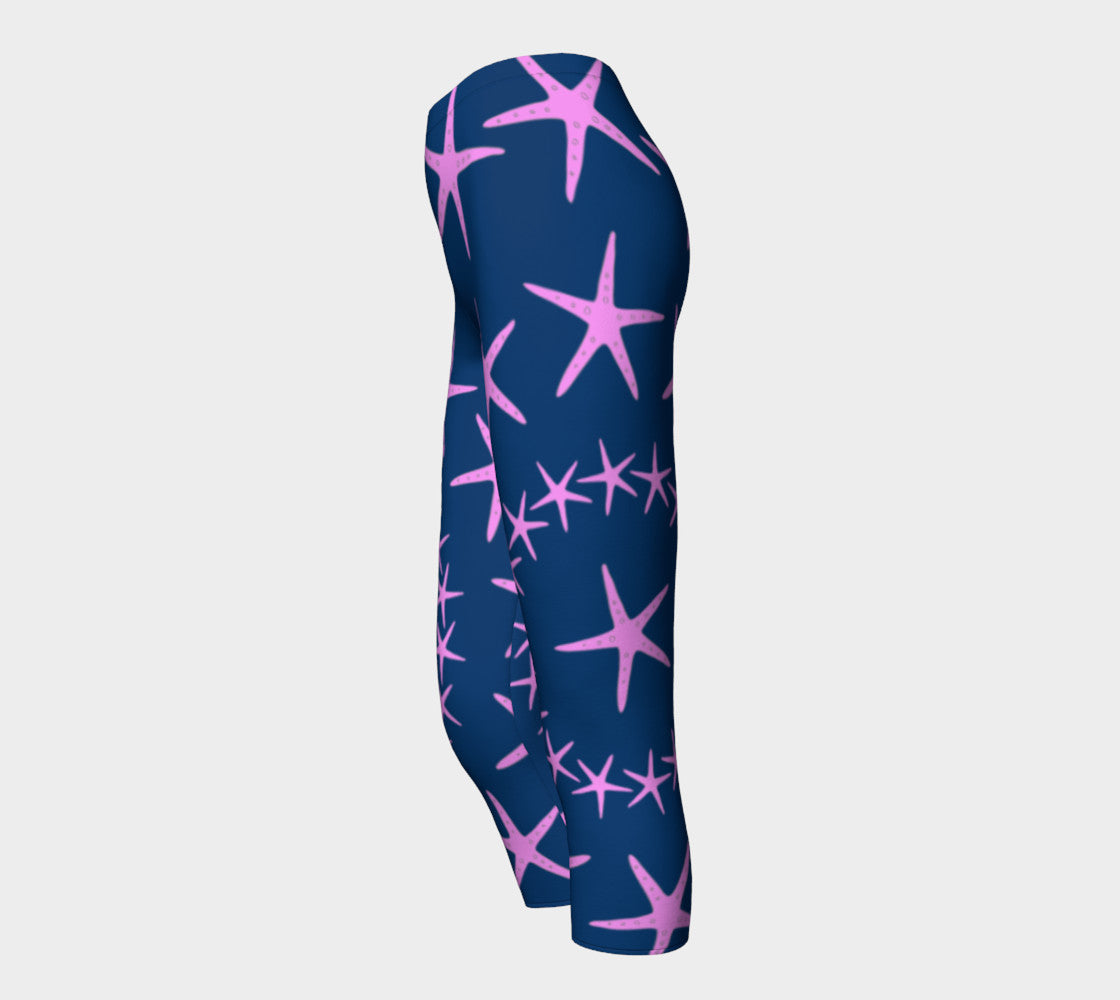 Starfish Adult Capris - Pink on Navy - SummerTies