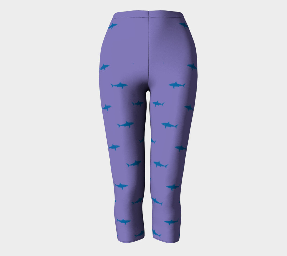 Shark Adult Capris - Blue on Purple - SummerTies