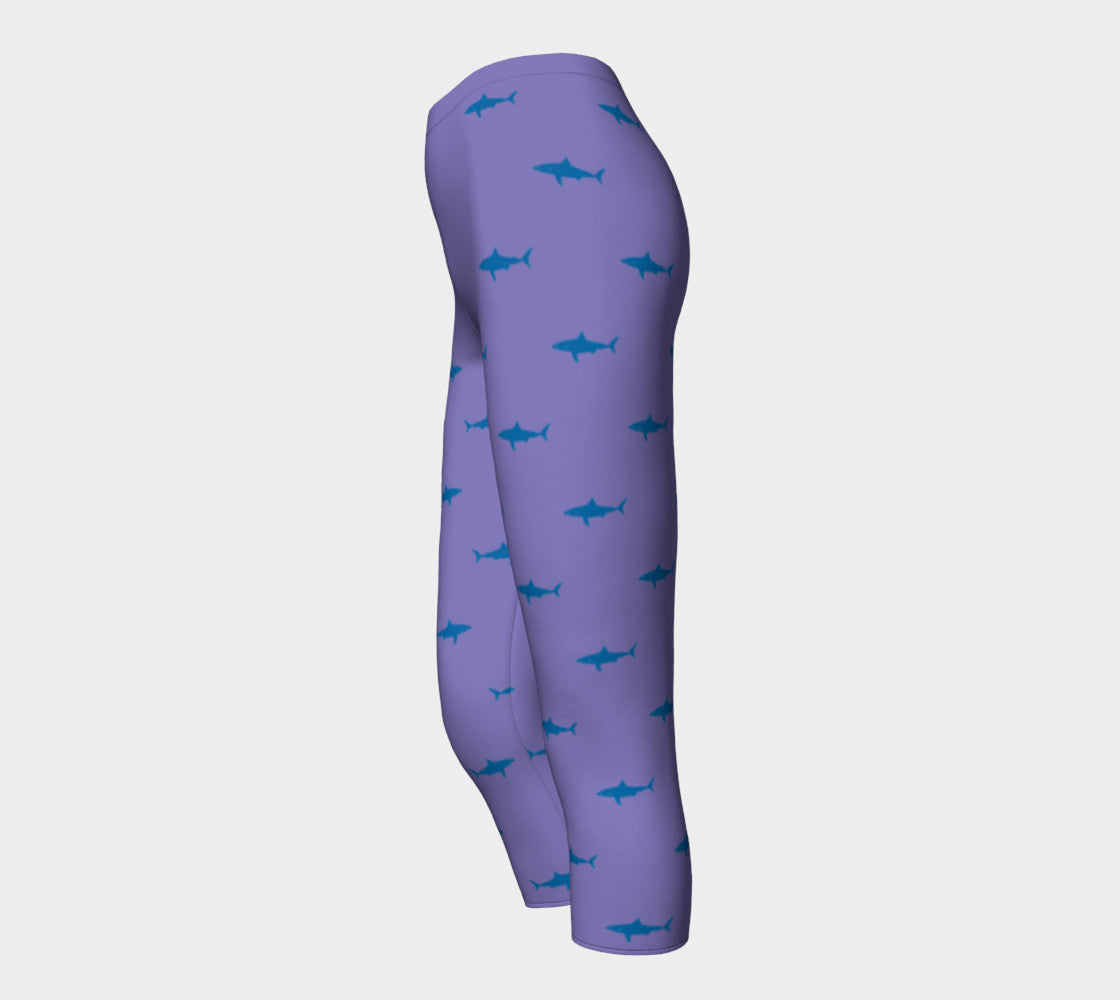 Shark Adult Capris - Blue on Purple - SummerTies