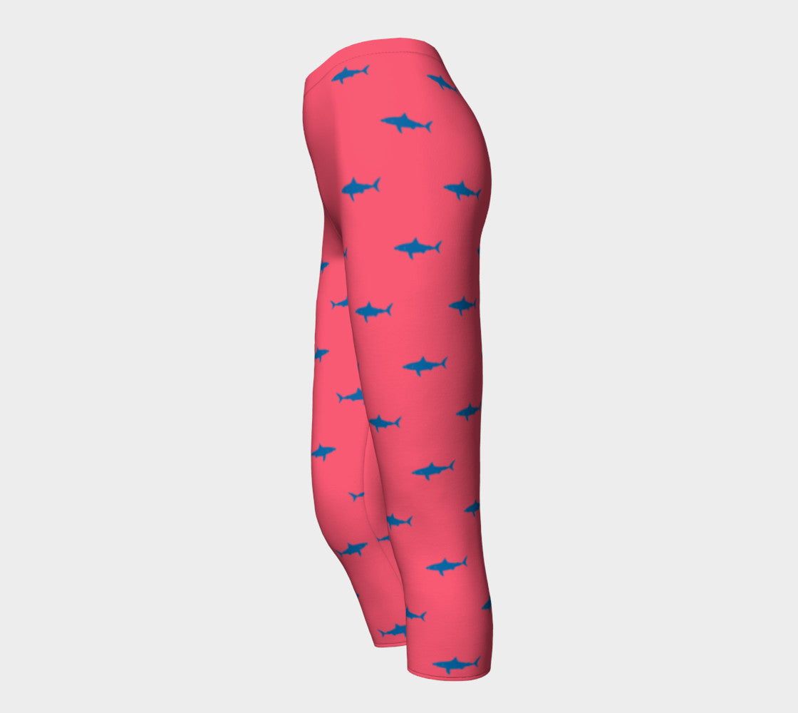 Shark Adult Capris - Blue on Coral - SummerTies