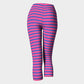 Striped Adult Capris - Blue on Pink - SummerTies