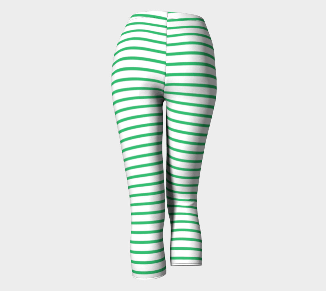 Striped Adult Capris - Green on White - SummerTies