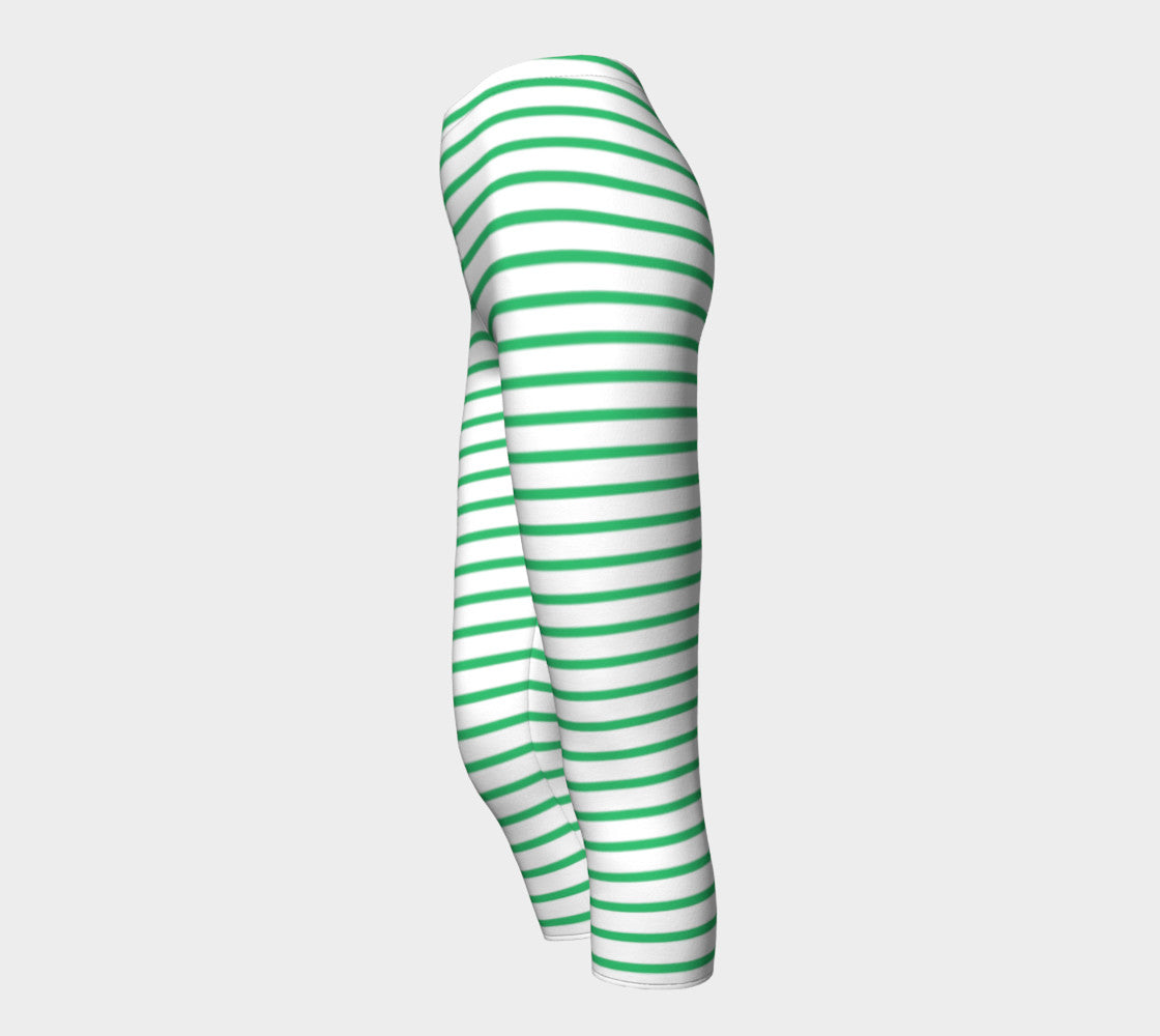 Striped Adult Capris - Green on White - SummerTies