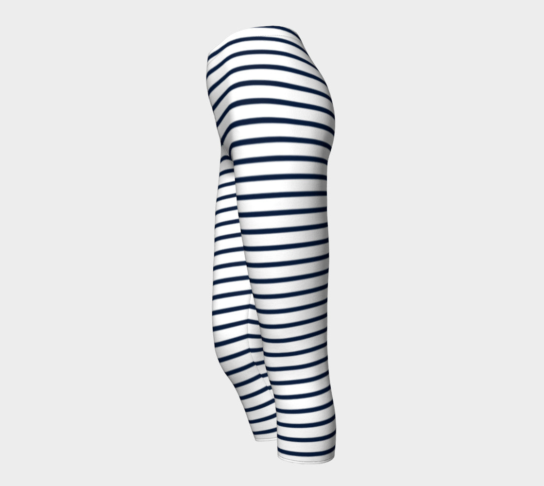 Striped Adult Capris - Navy on White - SummerTies
