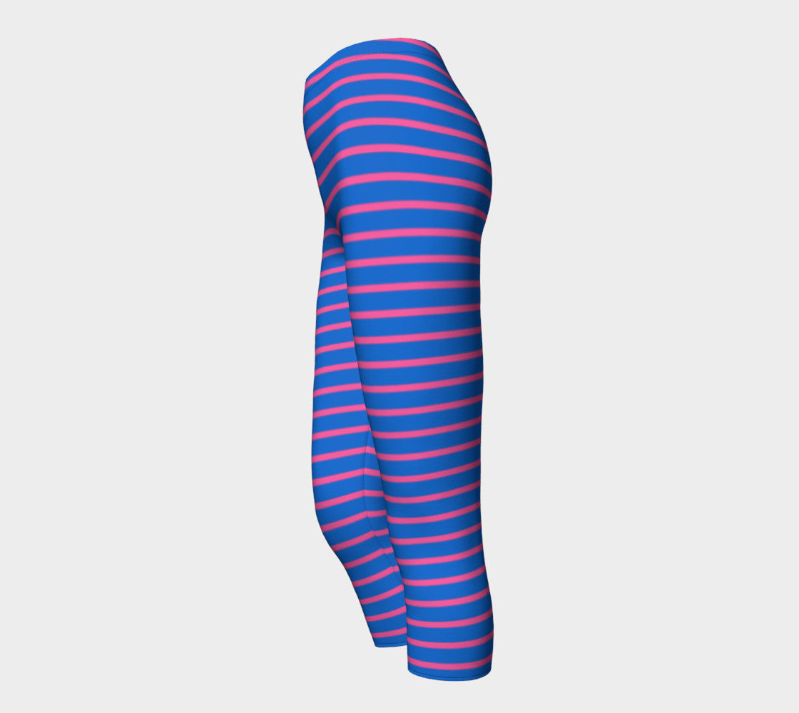 Striped Adult Capris - Pink on Blue - SummerTies