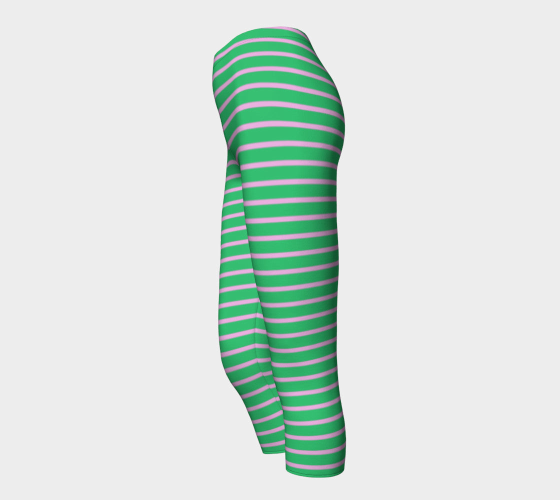 Striped Adult Capris - Light Pink on Green - SummerTies