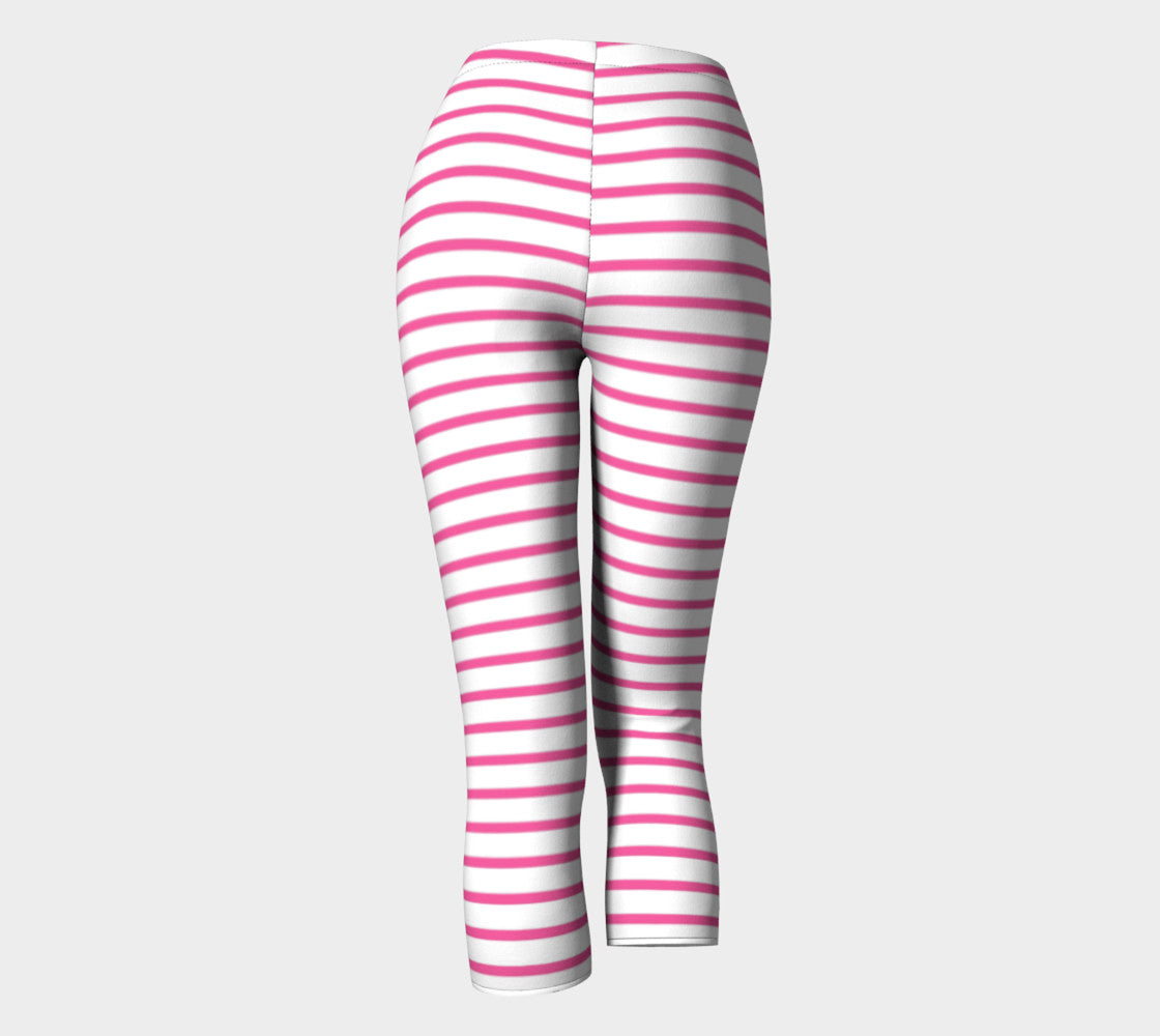 Striped Adult Capris - Pink on White - SummerTies