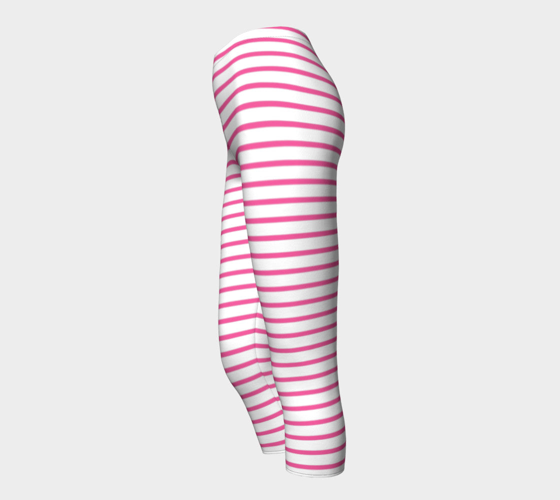 Striped Adult Capris - Pink on White - SummerTies