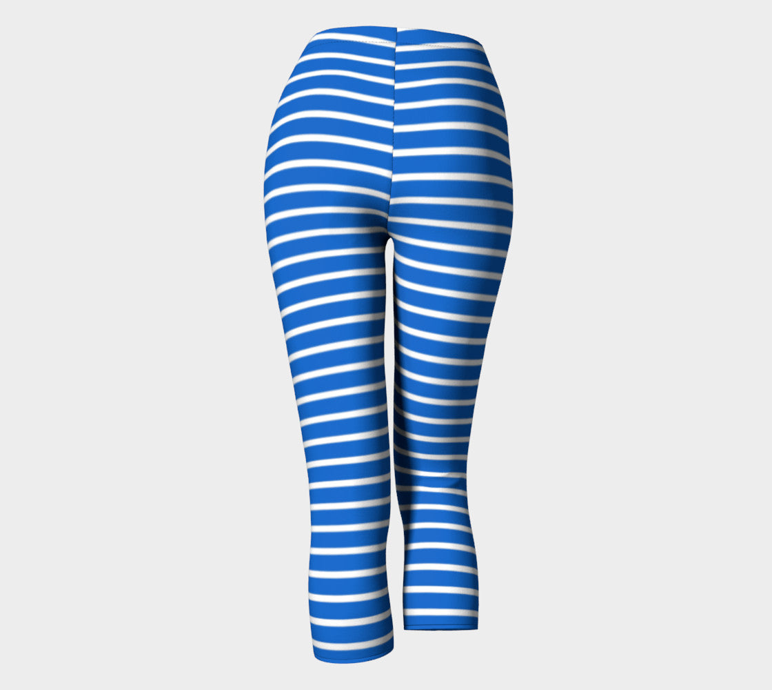 Striped Adult Capris - White on Blue - SummerTies