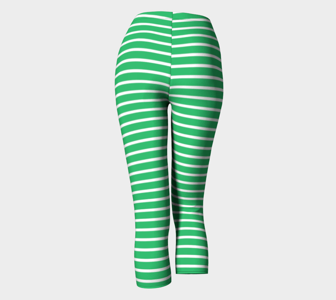 Striped Adult Capris - White on Green - SummerTies