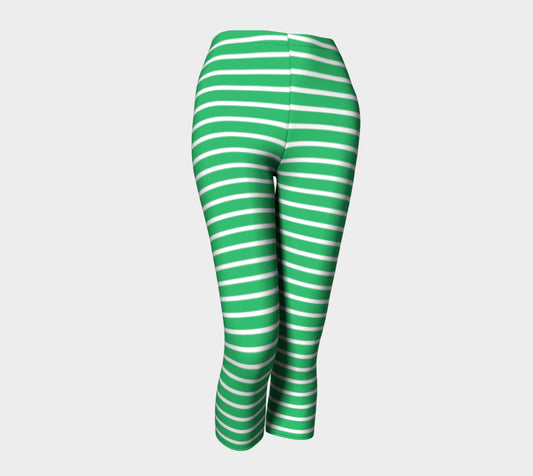 Striped Adult Capris - White on Green - SummerTies