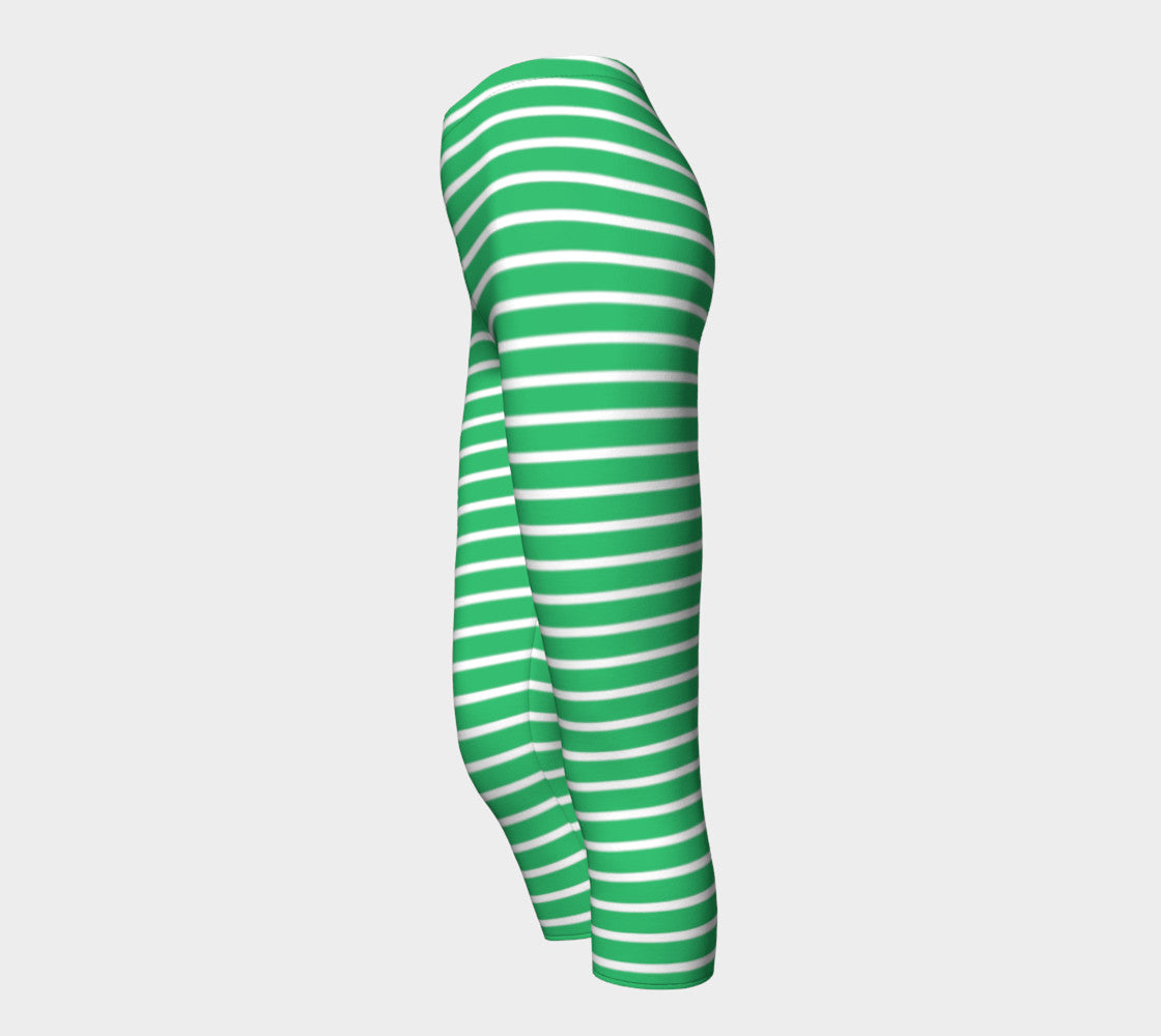 Striped Adult Capris - White on Green - SummerTies