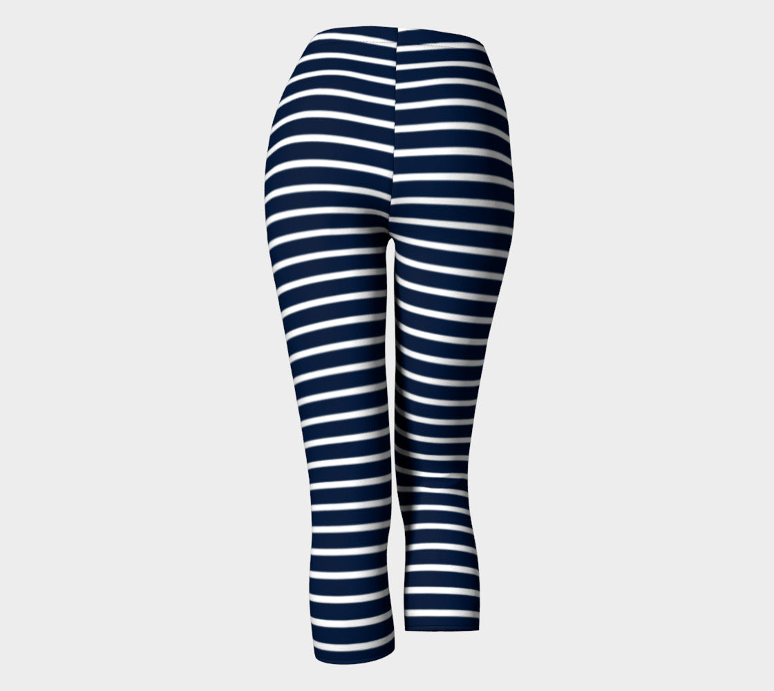 Striped Adult Capris - White on Navy - SummerTies