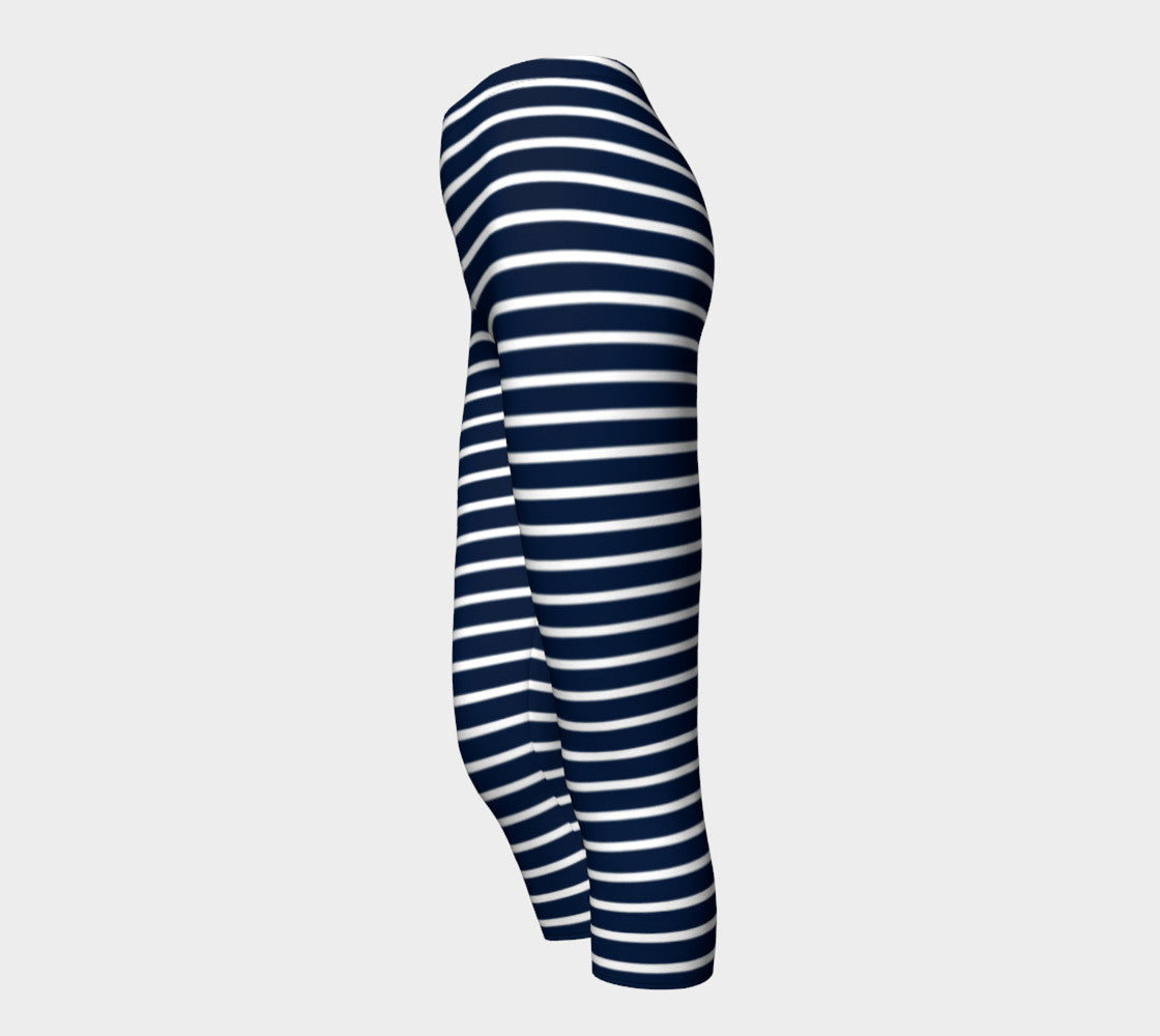 Striped Adult Capris - White on Navy - SummerTies