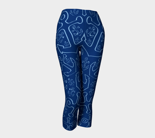 Anchor Dream Adult Capris - Blue on Navy - SummerTies