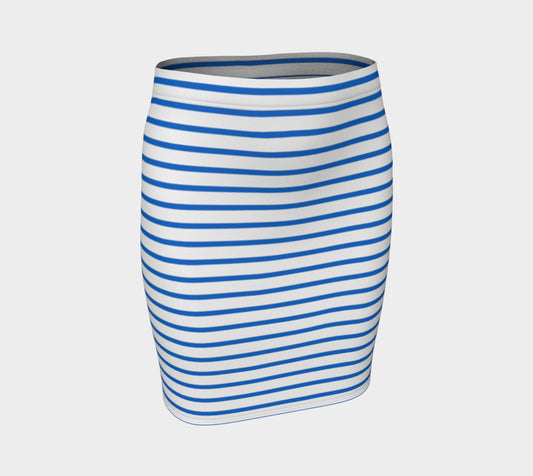 Striped Fitted Skirt - Blue on White - SummerTies