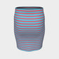 Striped Fitted Skirt - Darker Coral on Light Blue - SummerTies