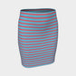 Striped Fitted Skirt - Darker Coral on Light Blue - SummerTies