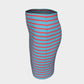 Striped Fitted Skirt - Darker Coral on Light Blue - SummerTies
